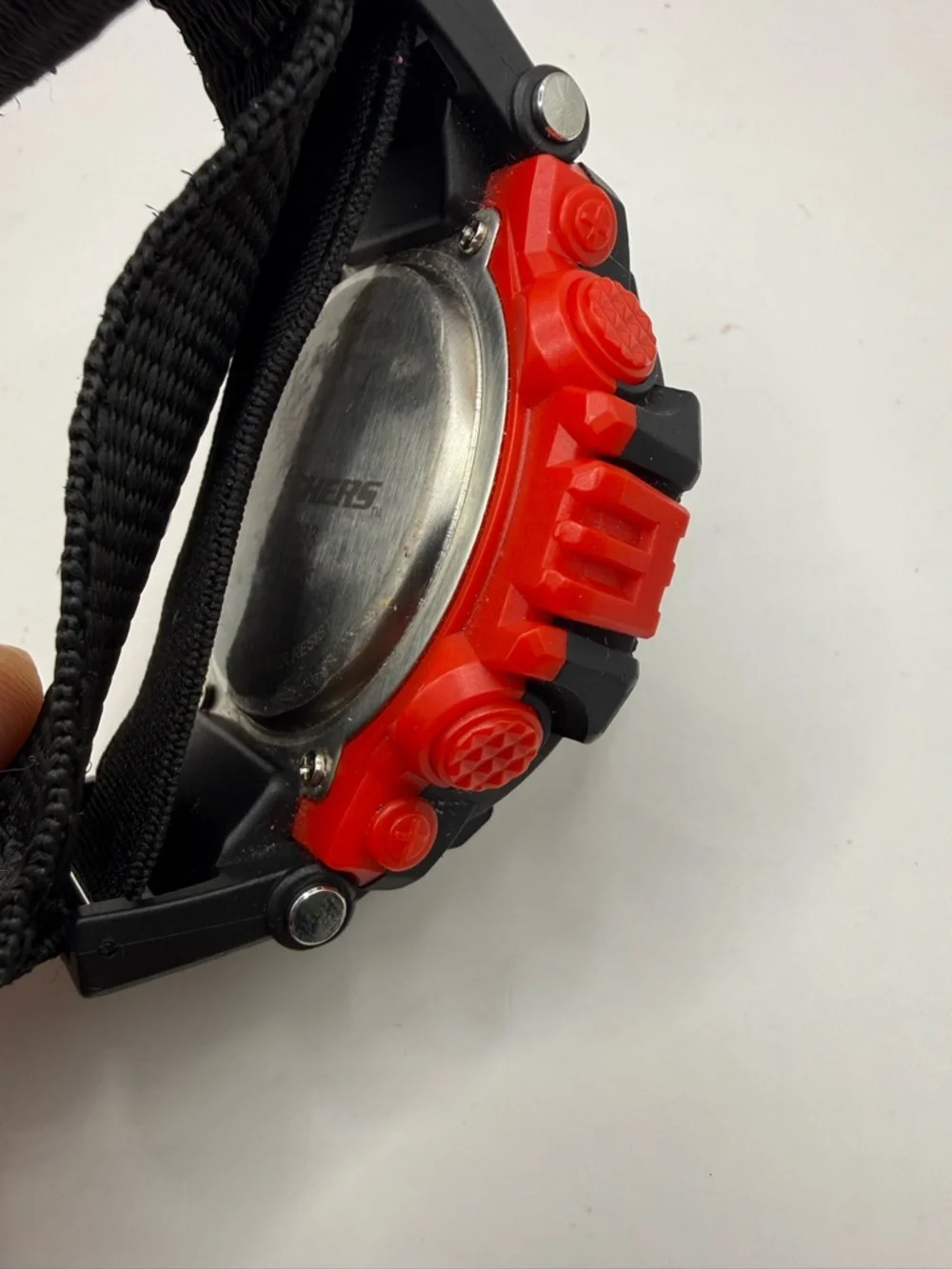 Skechers Men's Sr1038 Digital Display Black/Red Watch 53mm Case VelcroBand
